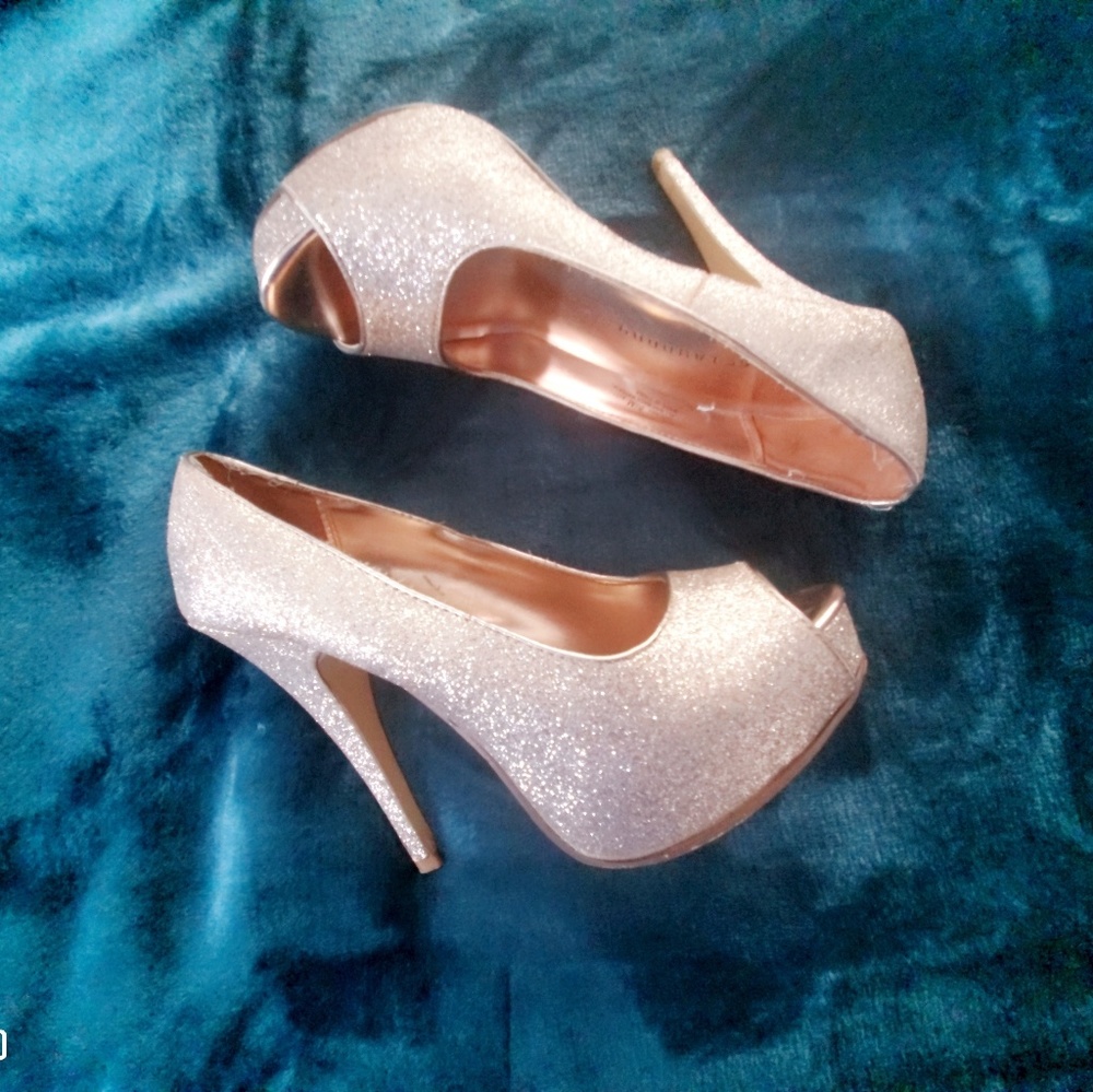 Rose Gold Peep Toe Pumps